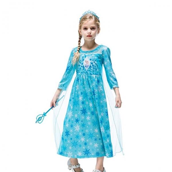 엘사눈꽃 긴팔드레스 할로윈의상 코스튬 여아 파티옷