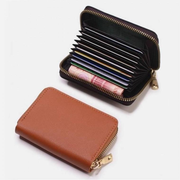 가죽 아코디언 명함케이스 카드지갑 지퍼 파우치 잔솔