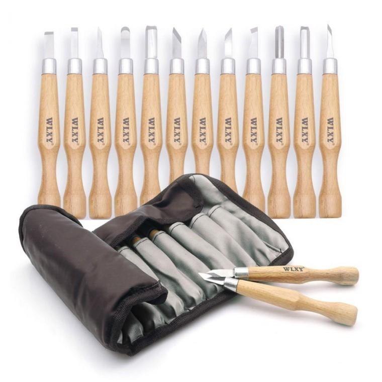 판화 목공 작업용 조각도 조각칼 세트 12P 파우치