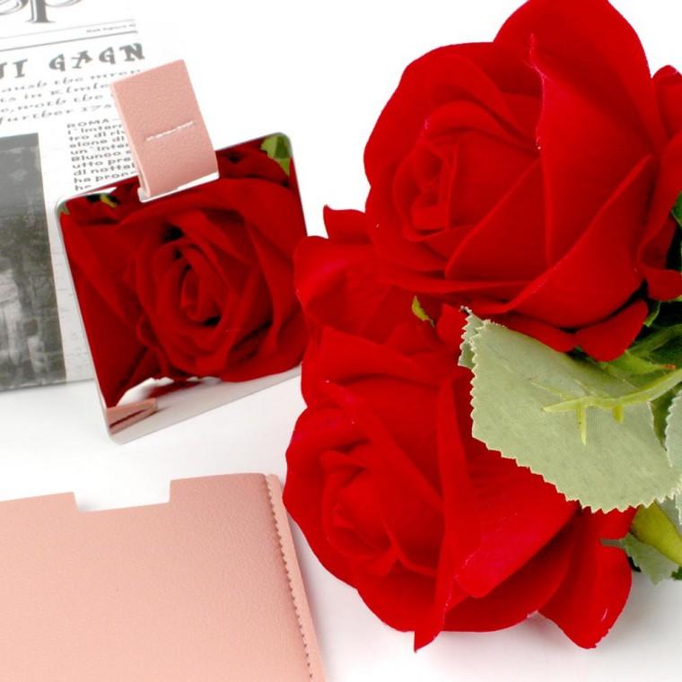 메이크업 손거울 세트 미니 화장용 파우치 핑크 색상 휴대용 뷰티 케이스