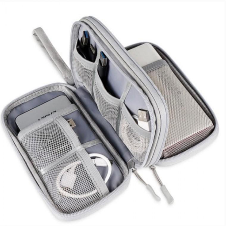 2색 1개 포켓 케이블 파우치 디지털 USB 충전선 휴대용 보관 가방 케이스 배터리