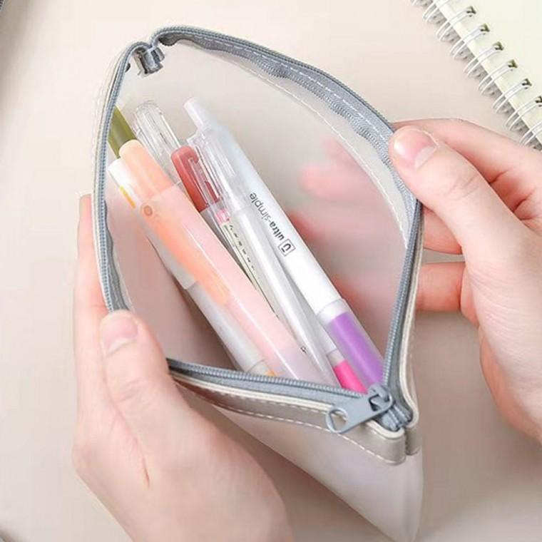 직장인 베이지 파우치 투명 필통 고등학생 대학생 반 고등학생필통