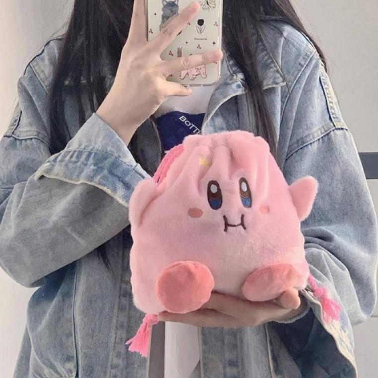 커비 귀여운 생리대 다용도 휴대용 파우치 뽀글이 미니 여행용 주머니