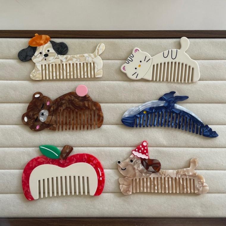 브러쉬 동물 애니멀 머리 빗 헤어 휴대용 미니 학교 파우치 회사 관리 고급 셀룰로오스 선물 기념품 소품샵