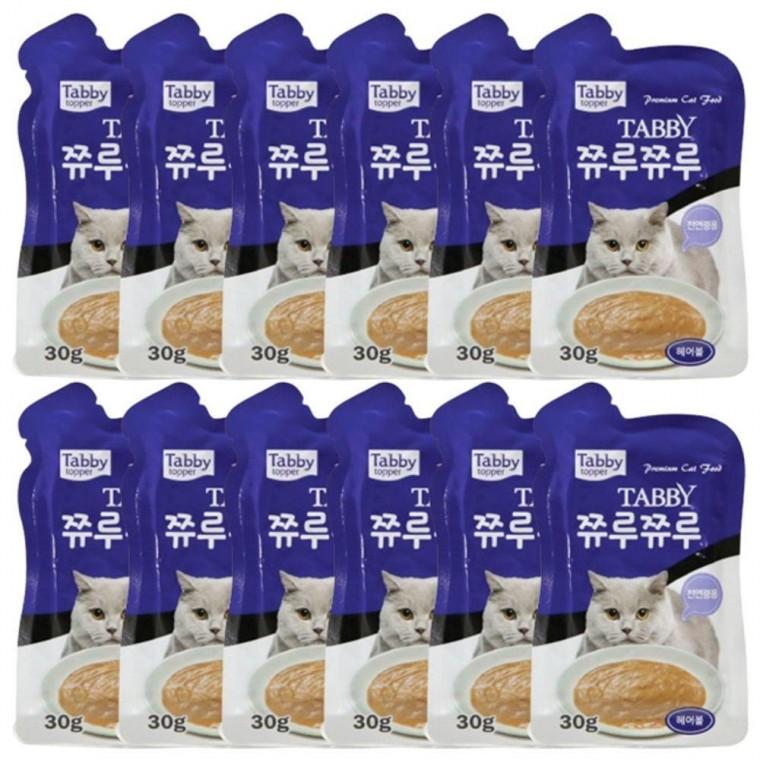 고양이 간식 캠핑겸용 쮸루쮸루 헤어볼 30g 12P 반려묘 파우치