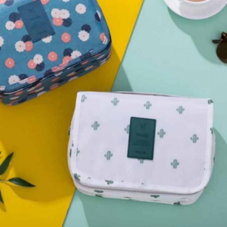 세면백 파우치 여행 정리 화장품 걸이 선인장화이트