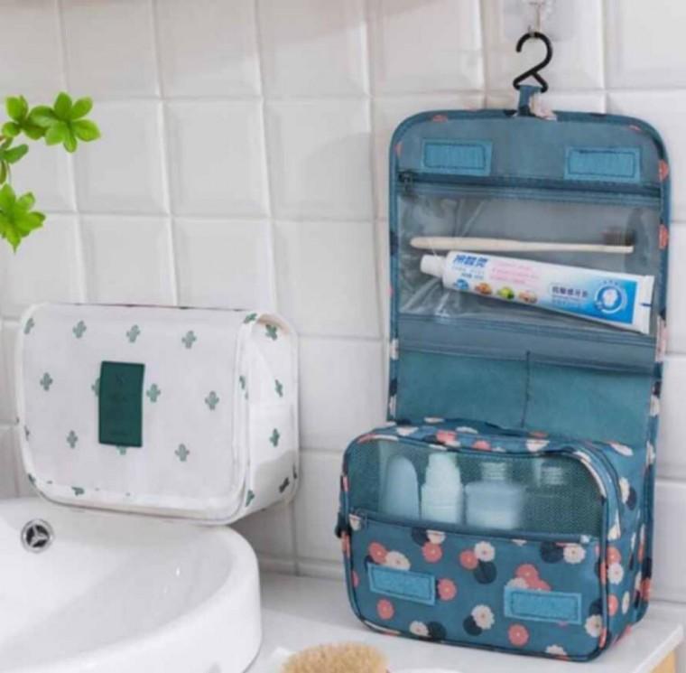 여행용 파우치 다용도 세면백 메이크업 플라워블루