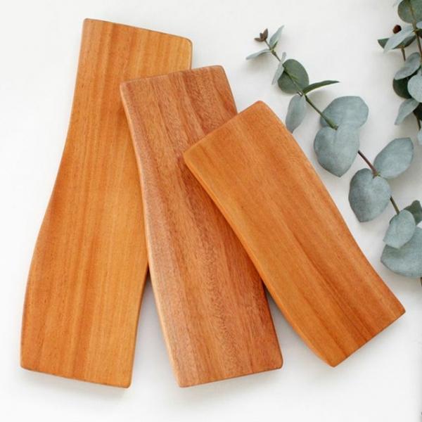 우드 플레이트 물결모양 나무접시 직사각형 원목접시