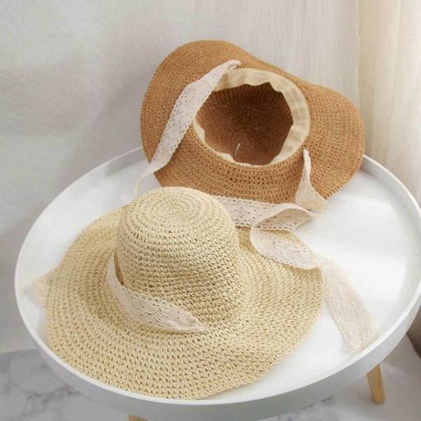 레이스 리본 플로피햇/라피아햇 여름모자 벙거지 밀짚