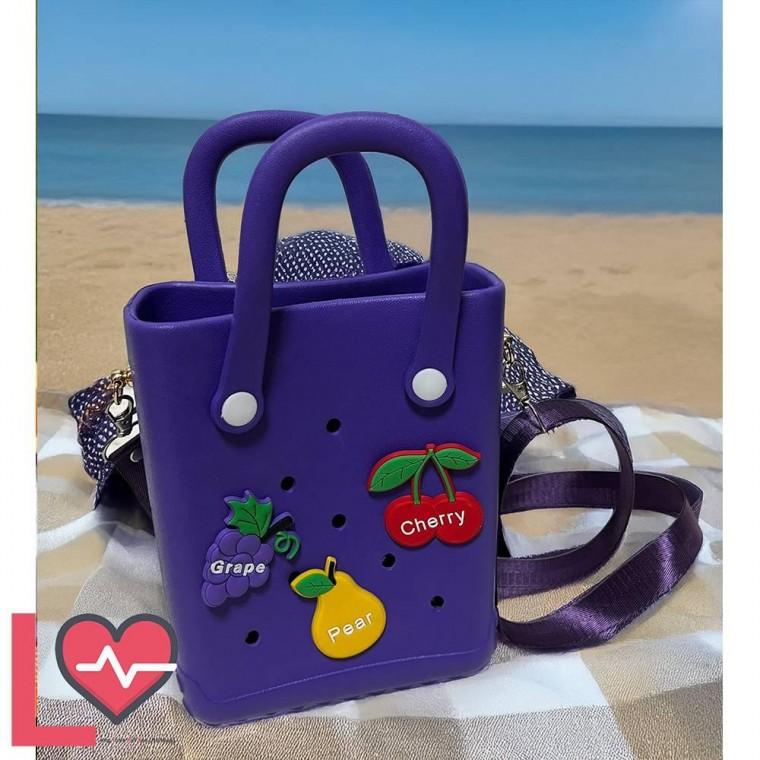 롱타임헬씨 DIY EVA 방수 젤리 귀여운가방 꾸미기 크로스백 퍼플 아쿠아 실리콘 파츠세트 비비드 가방 여름
