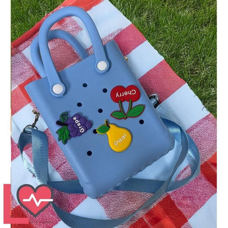 젤리 스카이 가방 여름 크로스백 EVA 파츠세트 블루 실리콘 비비드 귀여운가방 롱타임헬씨 꾸미기 방수 DIY