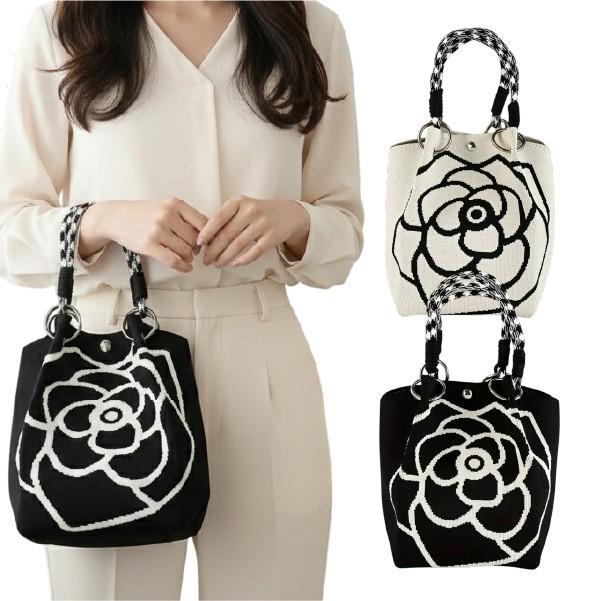 [기회공작소] 플라워 미니백 로즈 패턴 여성 가방 소형 토트백 데일리 가방 숄더백