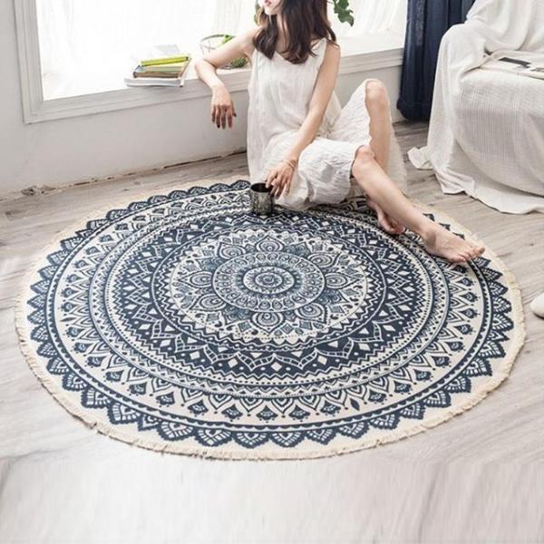 북유럽 바닥매트 원형러그 빈티지 소파 카페트80cm