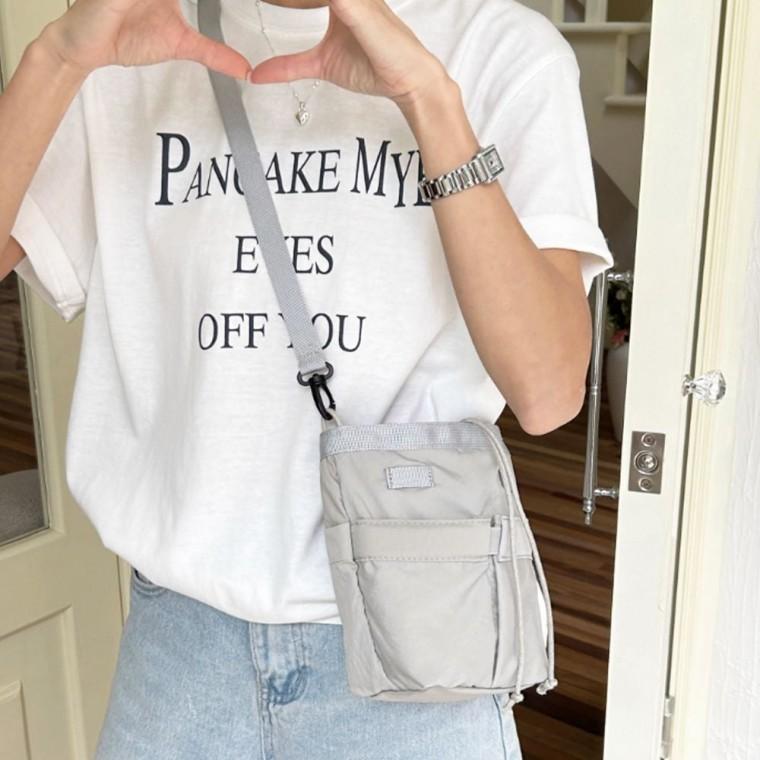 크로스 여성 미니 백 가벼운 나일론 그레이 가방 미니핸드폰가방