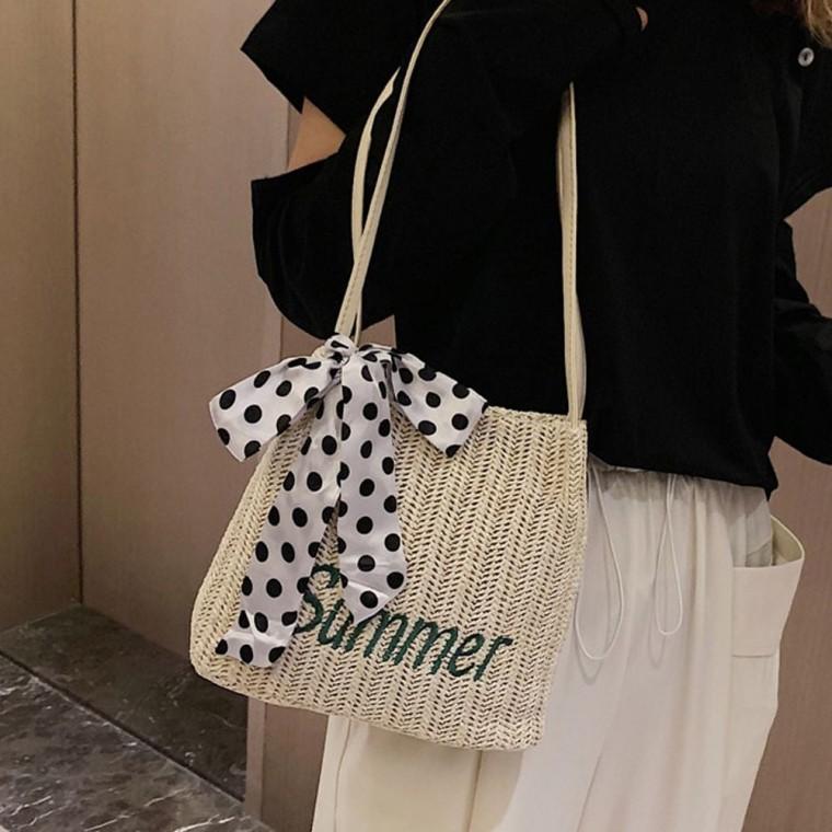 숄더 여성 비치 여름 크림 가벼운 라탄 백 가방 바캉스가방 여성