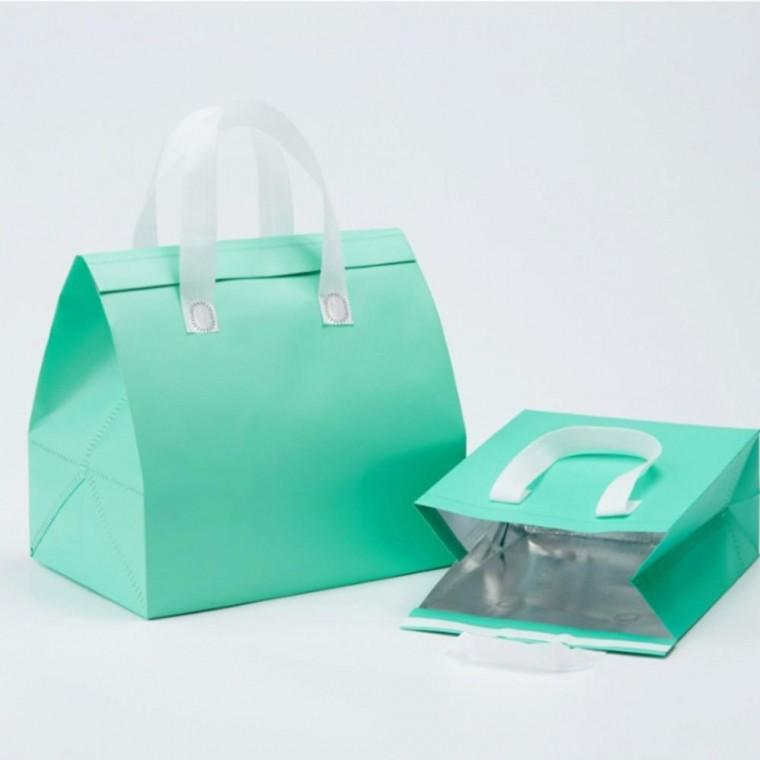 1개 민트 22x26 부직포 보냉가방 보온백 일회용 보냉백 손잡이 보냉쇼핑백 보온보냉가방