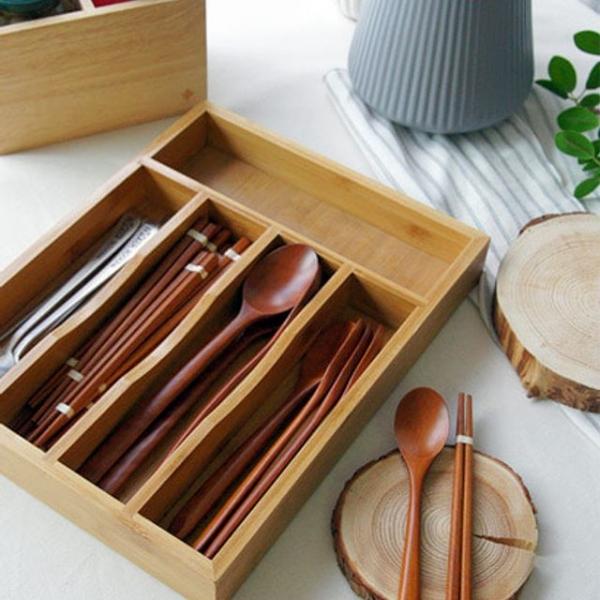 우드 수저 젓가락 보관함 및 다용도 통