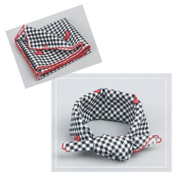 순면사각스카프 체크하트 쁘띠스카프 머플러 목손수건