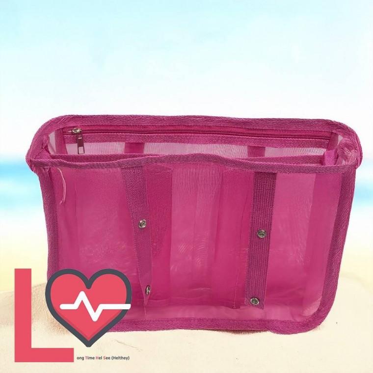 보그 정리 수납 정리함 똑딱이 가방 물놀이 빅사이즈 백 세탁 홀백 핑크 롱타임헬씨 메쉬 가방 수납함 EVA