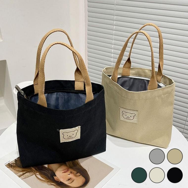 곰돌이 에코백 천가방 포인트 미니 미니 5컬러 손가방