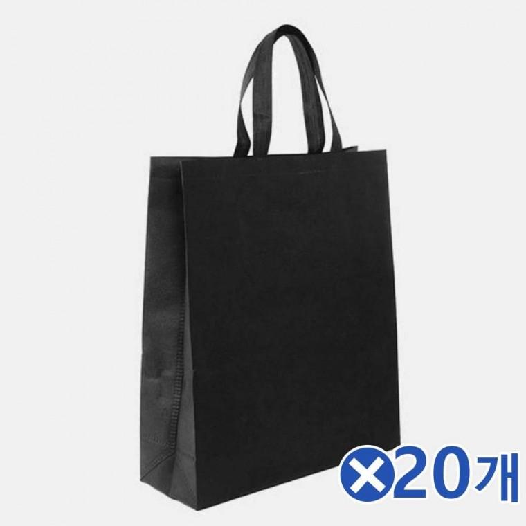 장바구니 세로형 부직포 가방 블랙x20개 다용도가방