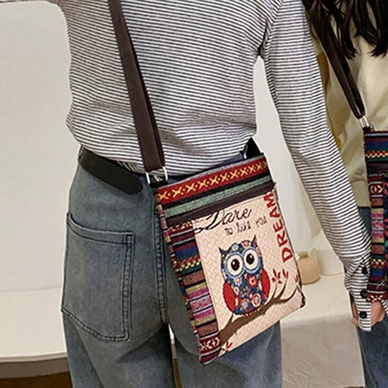 베이지 백 여성 가방 여행 크로스 에코 캔버스 휴대폰가방 여행용