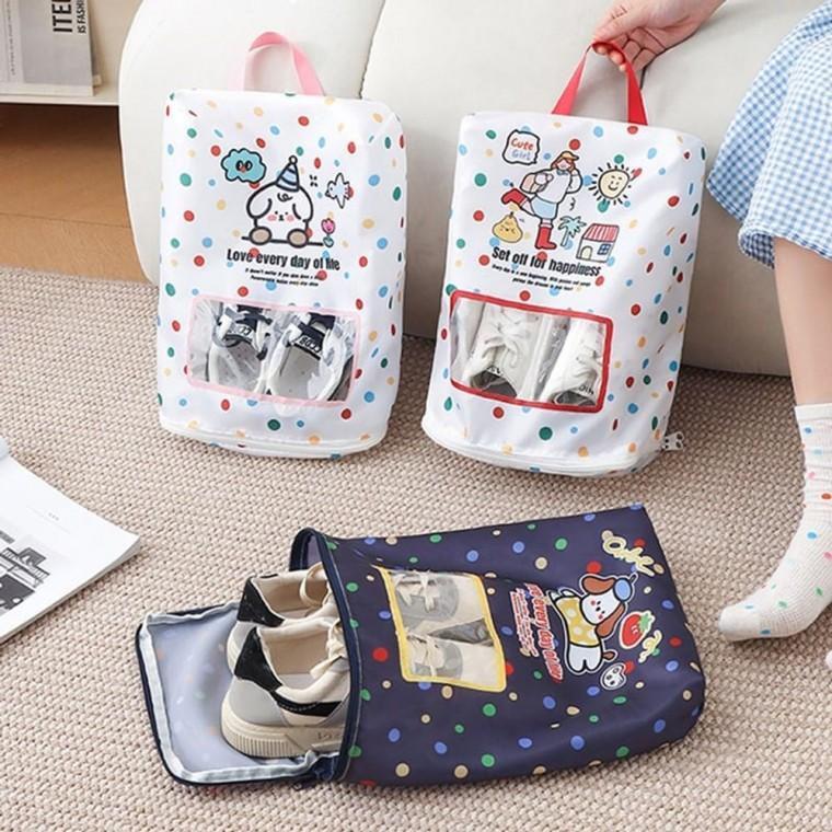 ST 투명 손잡이 신발 수납백 2p 보이는 슈즈가방 여행 출장 방진 방수백