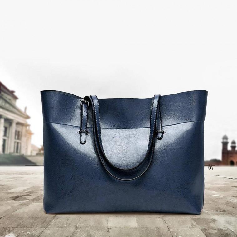 베이직 사각 가죽 숄더백 다크블루 가벼운가방