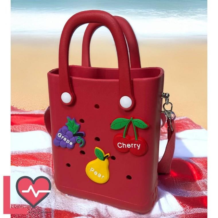젤리 파츠세트 레드 귀여운 미니 아쿠아 썸머 비치백 방수가방 롱타임헬씨 DIY꾸미기 과일 비비드 크로스백