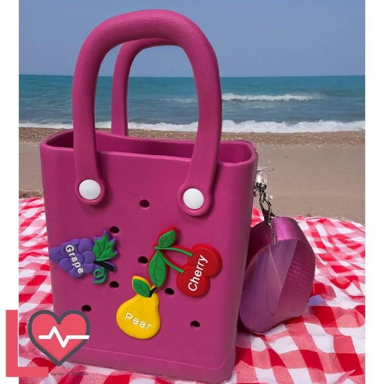 방수 EVA 귀여운 썸머백 파츠 아쿠아 가방 비비드 핫핑크 과일 미니 크로스백 세트 젤리 롱타임헬씨 수영장