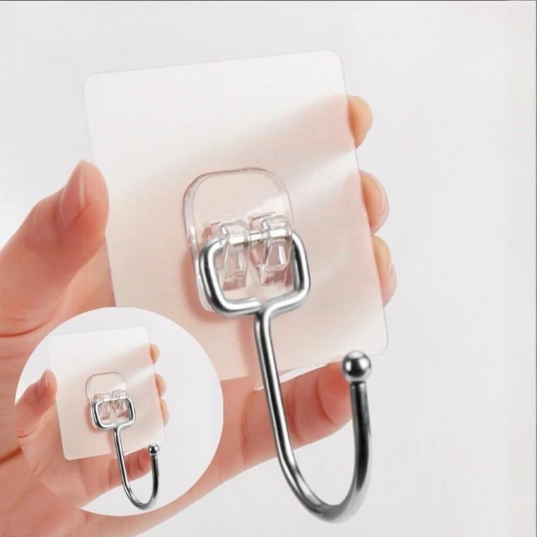 투명 접착식 고리 후크 5개 무타공 대형 가방걸이행거 방문옷걸이거치대 벽옷걸이행거