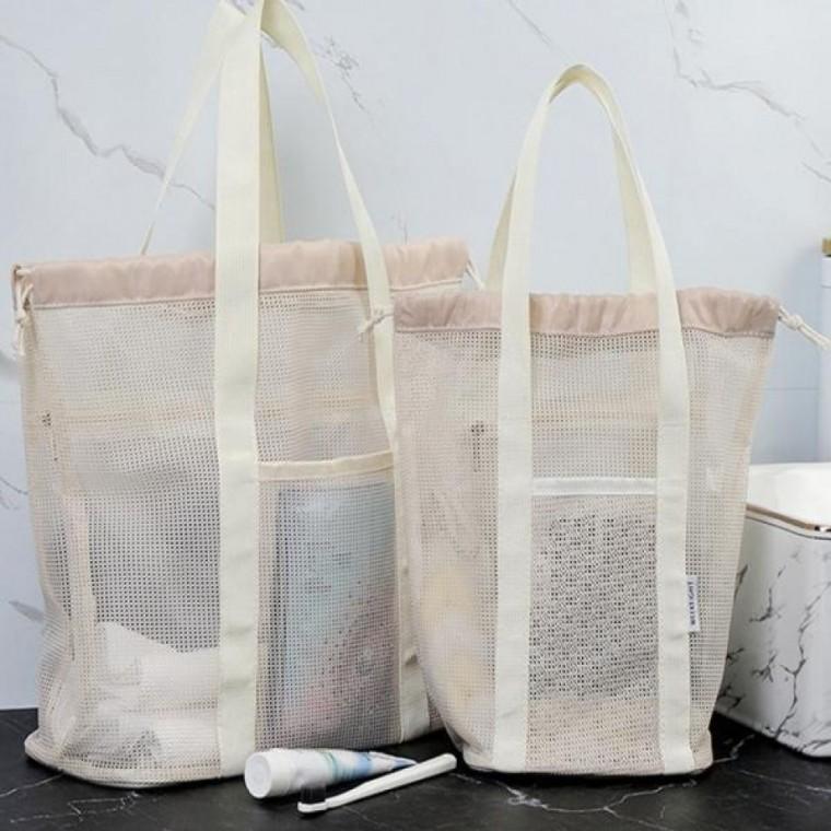 브리스크 메쉬소재 방수형 목욕 사우나 수영장 샤워 가방 아이보리 소형