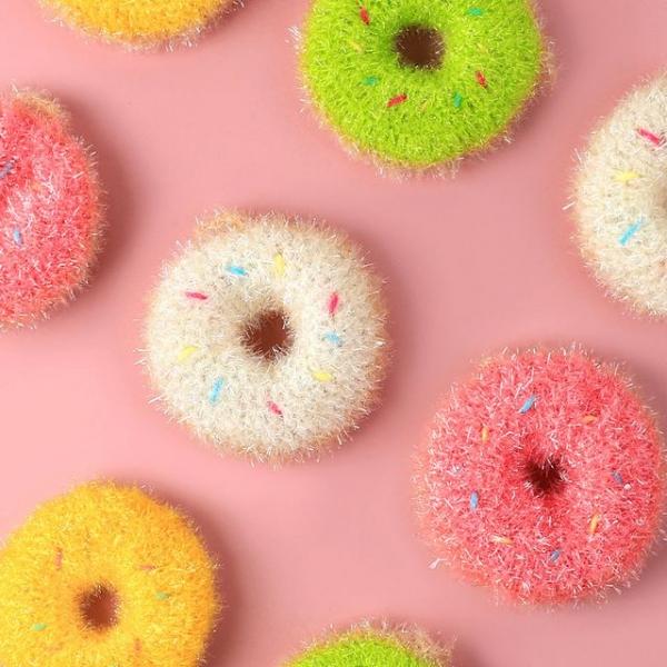 핸드메이드 뜨개 아크릴 도넛 수세미 4P 세트