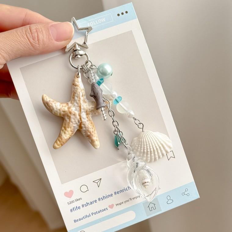 별 물고기 조개 껍질 불가사리 키링 고동 등대 소라 바다 여름 제주도 여수 강릉 소품샵 가방걸이 해변