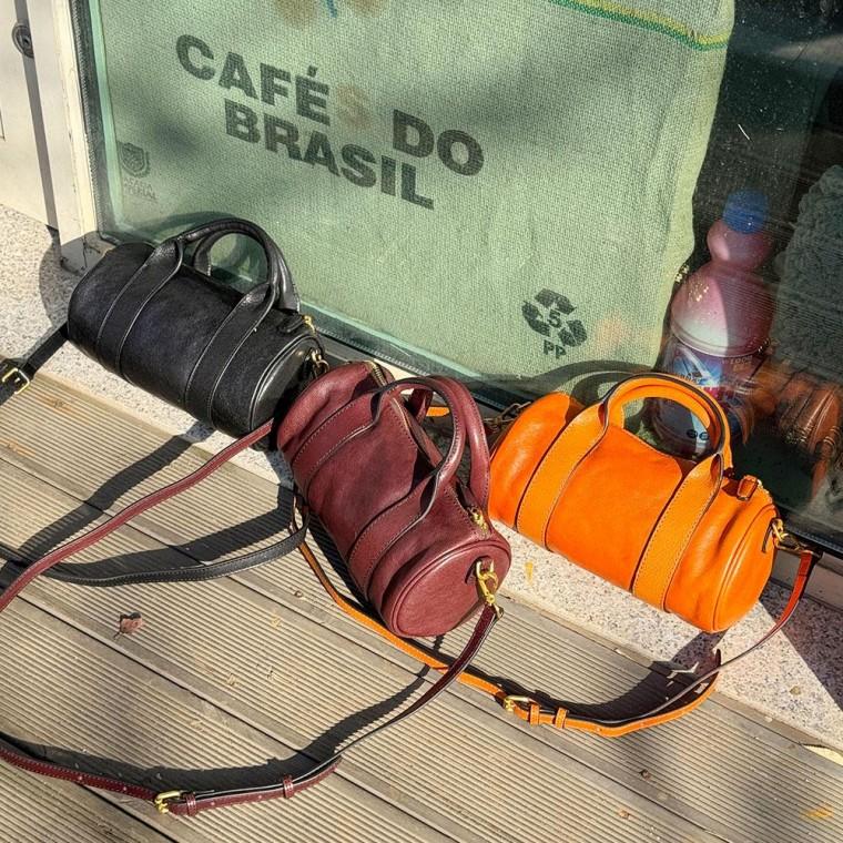 여성 가죽 원통형 토트 크로스백 미니백 가방