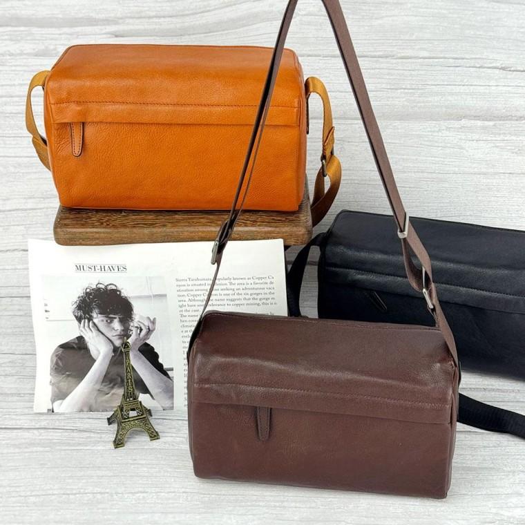 남녀공용 클래식 가죽 스퀘어 크로스백 가방