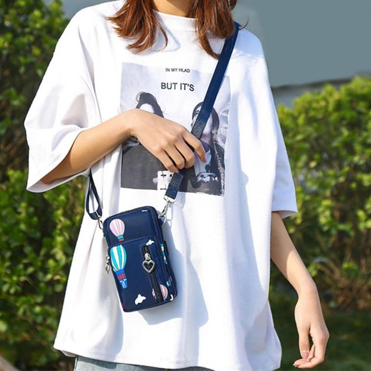 가벼운 3단 핸드 폰 크로스 가방 네이비 백 여성 휴대 여행용크