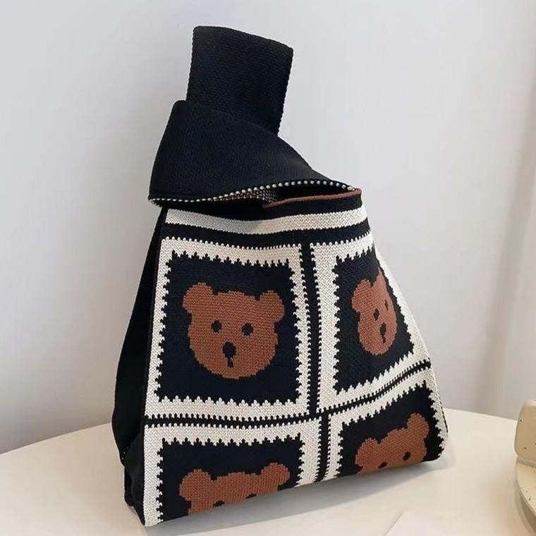 가벼운 니트 미니 블랙 여성 백 토트 손 가방 핸드백 여성토드백