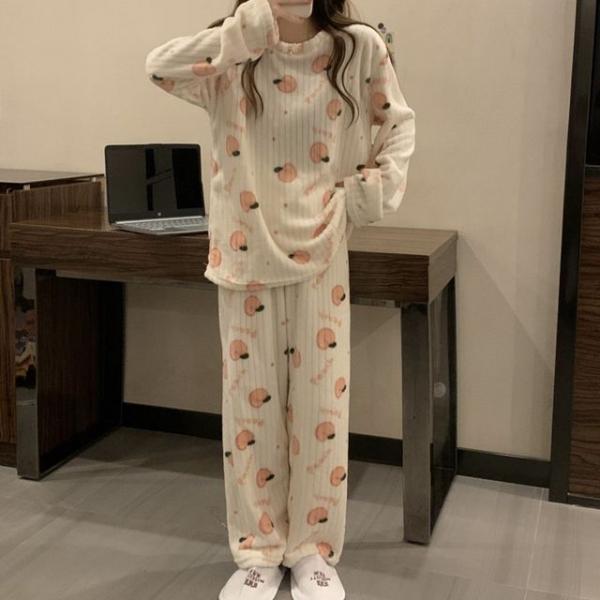 피치 골지 극세사 상하의세트 홈웨어 잠옷 파자마