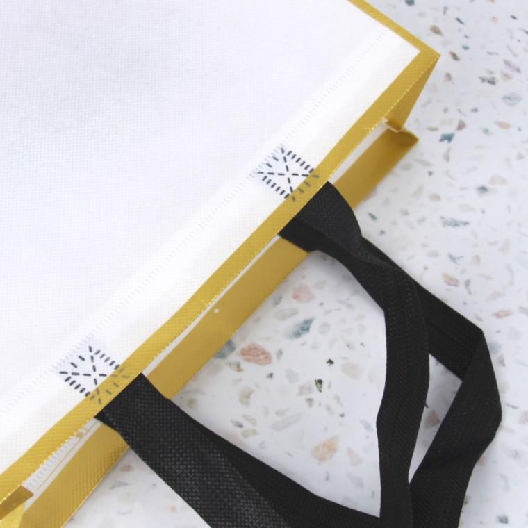 고급형 부직포 가로쇼핑백 선물쇼핑백 가방 휴대용장바구니 화이트금테 소