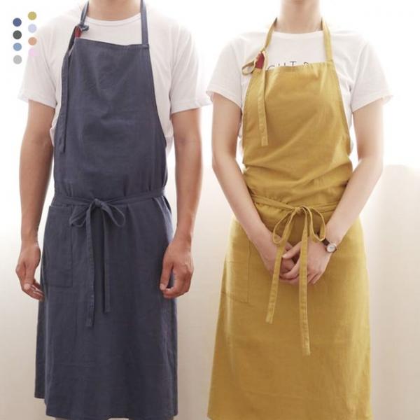 키밍 카페 린넨 코튼 앞치마 주방 8컬러 미용 예쁜