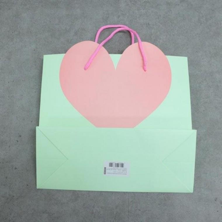 쇼핑백 종이가방 15개 쇼핑백-대 그린하트 종이쇼핑백