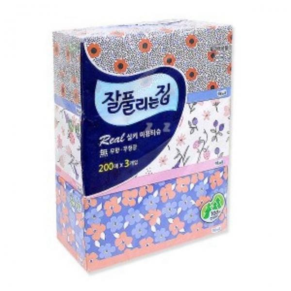 각티슈 휴지 미용 화장지 탁상 티슈 곽티슈 200매 3p