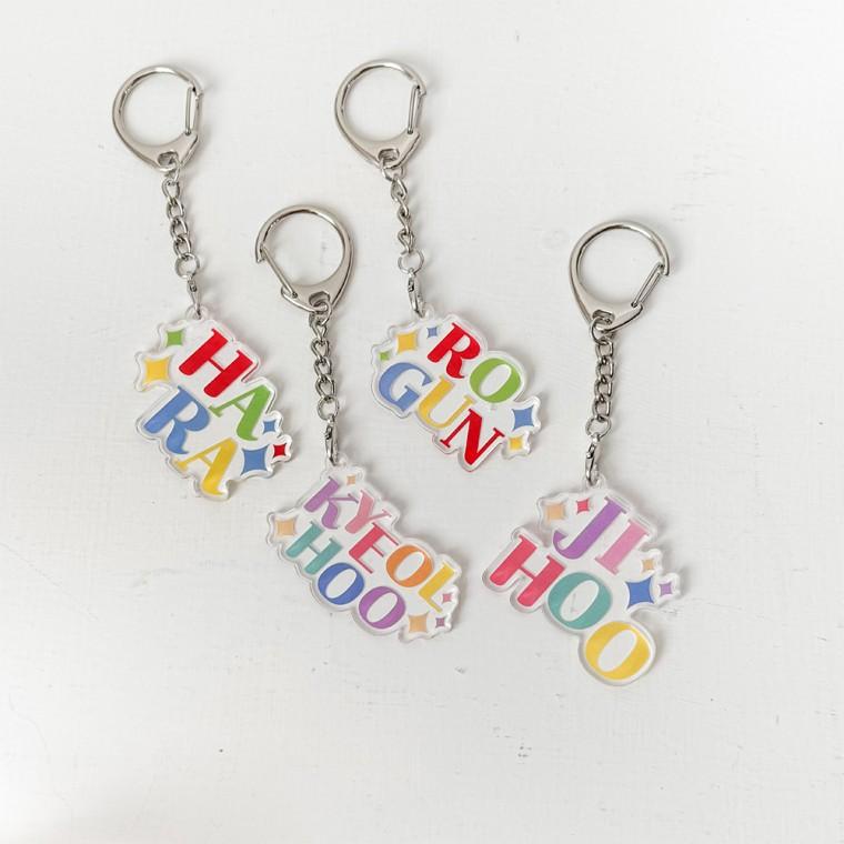 [커스텀]반짝 네임 아크릴 키링 어린이집 유치원 가방 이름표 맞춤제작 네임키링 2color