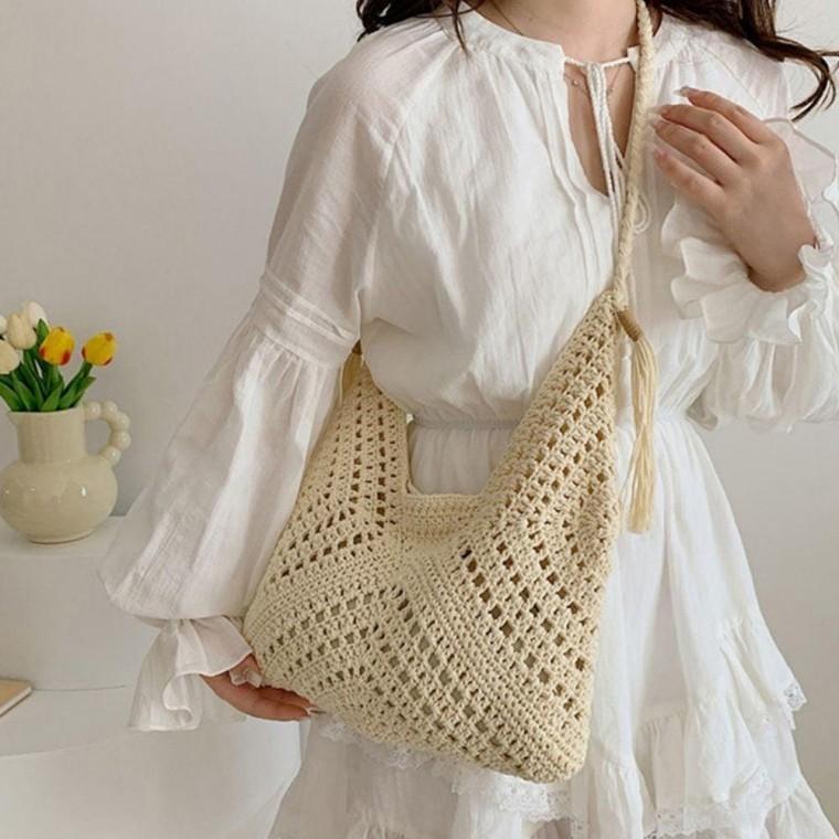 2컬러 여름 휴양지 니트 숄더백 신혼여행 비치가방