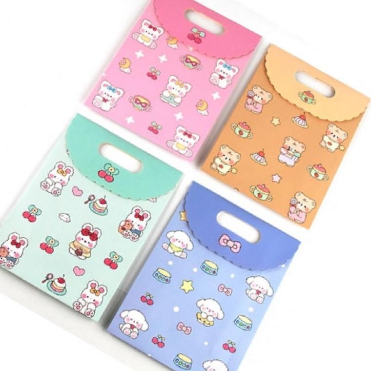 뚜껑 미니 종이 포장백 선물 가방 접이식 소품 쿠키 (12개세트)