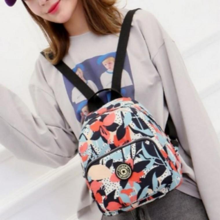 미니 데일리 여행용 천가방 여성용 단색 꽃무늬 백팩