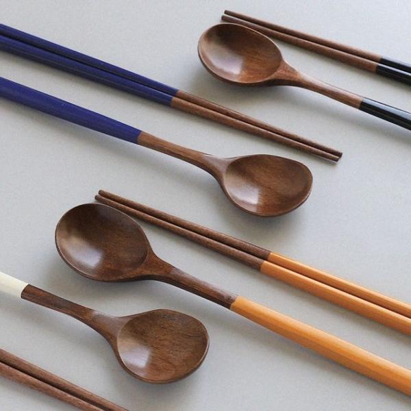 한식 나무 수저세트 옻칠 숟가락 젓가락 4벌 세트