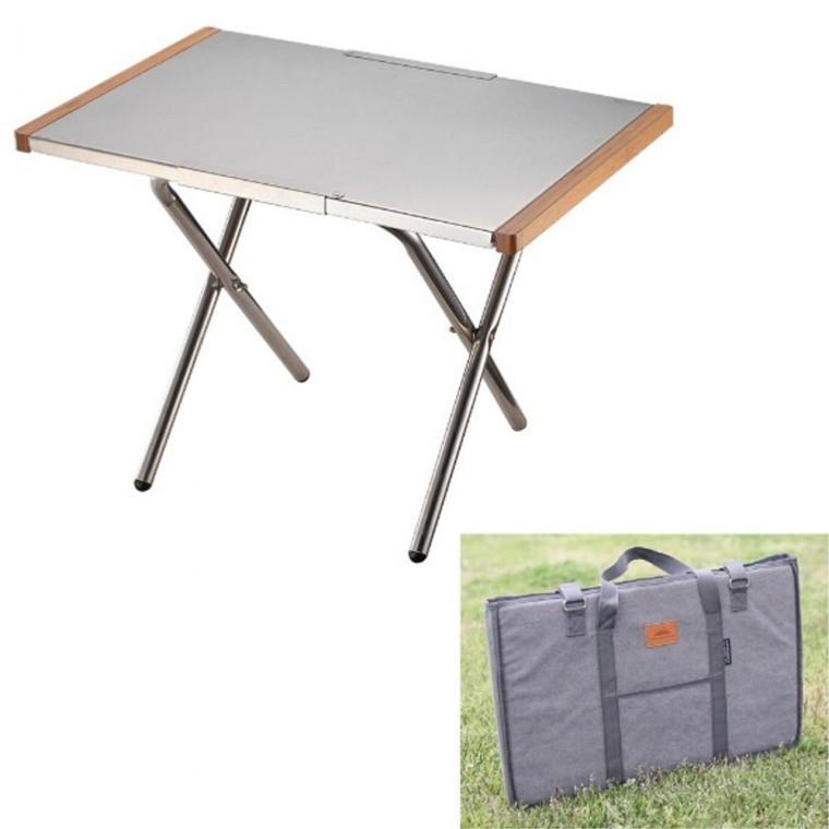캠핑문 올뉴 컴팩트 스텐레스 사이드 테이블 전용가방포함