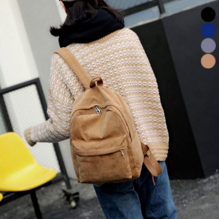골덴 가방 코듀로이 무지 배낭 수납력 백팩 여자 좋은